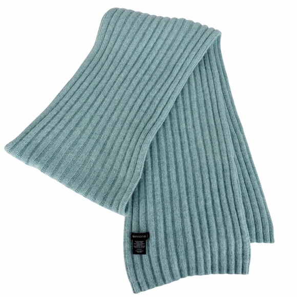 Simons Accessories - SIMONS light blue ribbed lambswool angora scarf one size